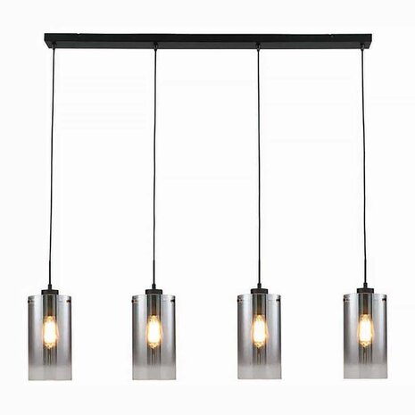 Freelight Hängeleuchte Ventotto 4 Licht L 120 cm Rauchglas schwarz Freelight Hängeleuchte Ventotto 4 Licht L 120 cm Rauchglas schwarz