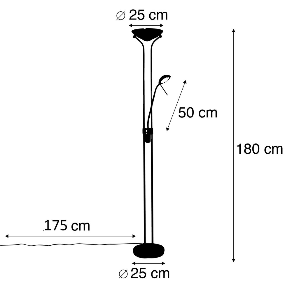 Highlight Stehleuchte New Luna H 180 cm 24 + 5 Watt schwarz Highlight Stehleuchte New Luna H 180 cm 24 + 5 Watt schwarz
