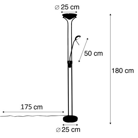 Highlight Stehleuchte New Luna H 180 cm 24 + 5 Watt matt chrom Highlight Stehleuchte New Luna H 180 cm 24 + 5 Watt matt chrom