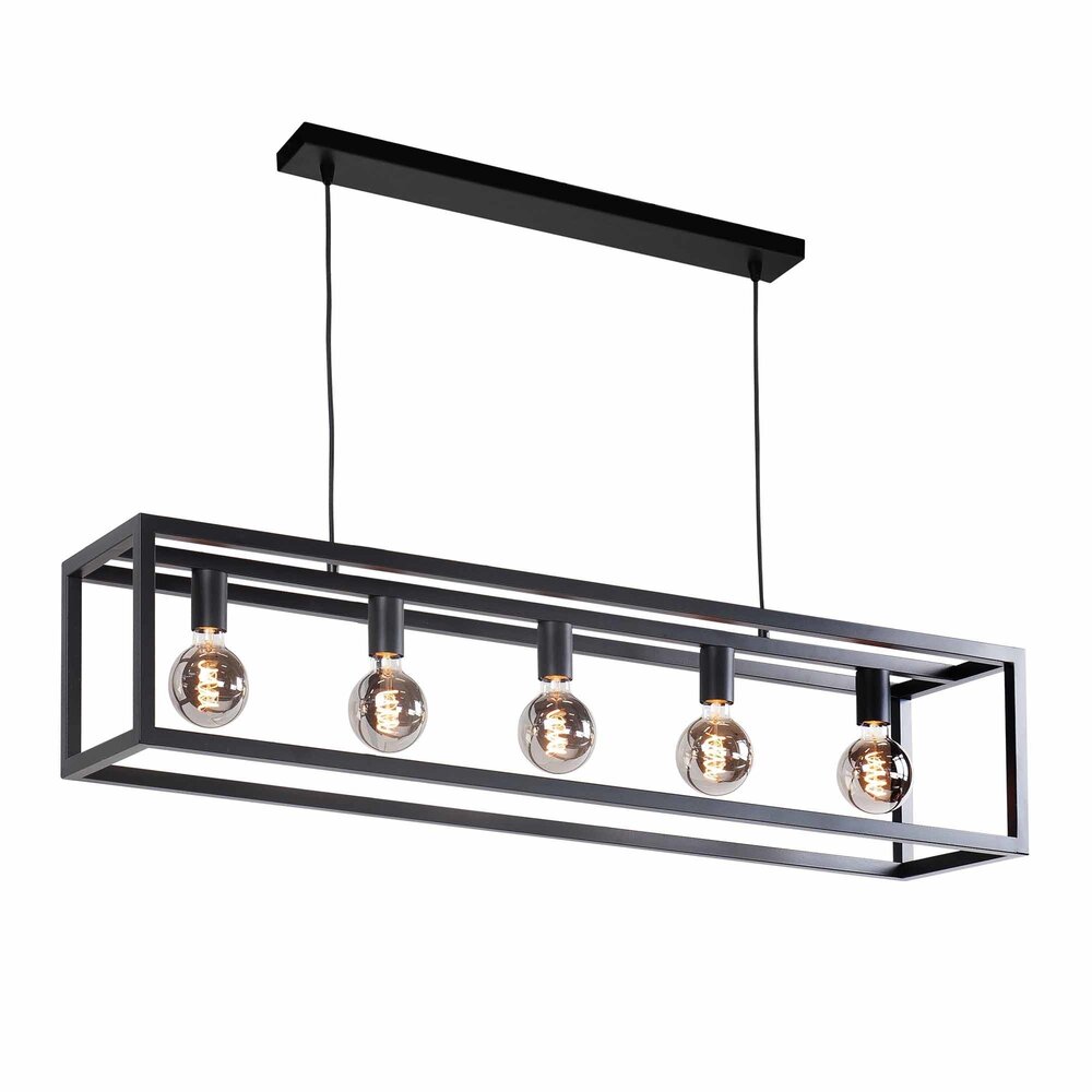 Highlight Fragola 5-Licht-Pendelleuchte L 120 cm B 25 cm schwarz Highlight Fragola 5-Licht-Pendelleuchte L 120 cm B 25 cm schwarz