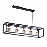Highlight Fragola 5-Licht-Pendelleuchte L 120 cm B 25 cm schwarz