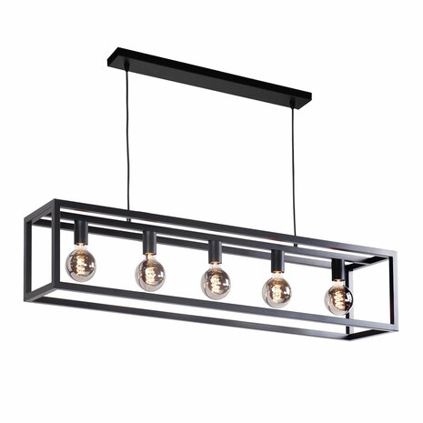 Highlight Fragola 5-Licht-Pendelleuchte L 120 cm B 25 cm schwarz Highlight Fragola 5-Licht-Pendelleuchte L 120 cm B 25 cm schwarz