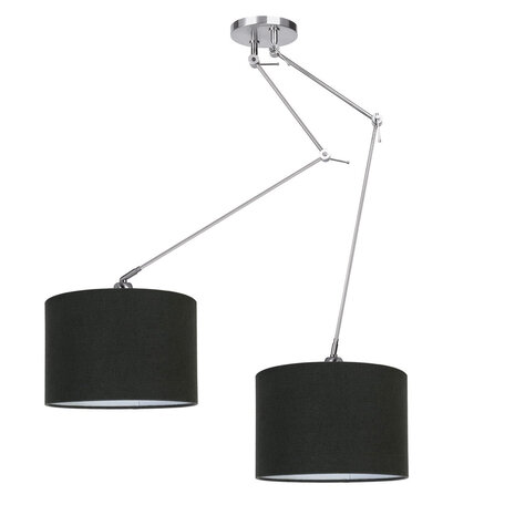 Ylumen Hängeleuchte Knik 2 Licht mit schwarzen Schirmen Ø 40 cm Chrom matt Ylumen Hängeleuchte Knik 2 Licht mit schwarzen Schirmen Ø 40 cm Chrom matt