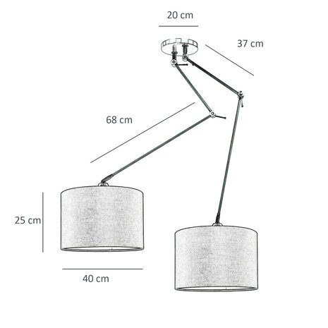 Ylumen Hängeleuchte Knik 2 Licht mit schwarzen Schirmen Ø 40 cm Chrom matt Ylumen Hängeleuchte Knik 2 Licht mit schwarzen Schirmen Ø 40 cm Chrom matt