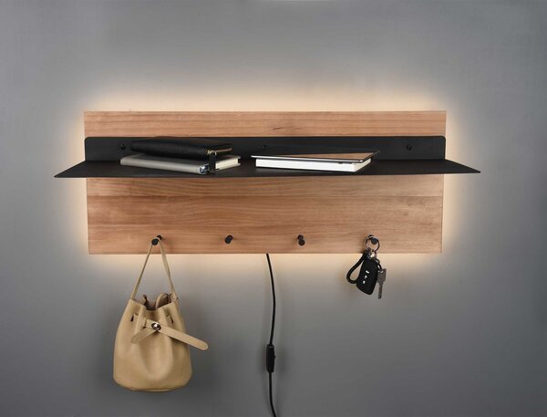 Mirrors and more Kleiderständer Romy LED 75 x 30 cm 4 Haken und Ablage Holz Mirrors and more Kleiderständer Romy LED 75 x 30 cm 4 Haken und Ablage Holz