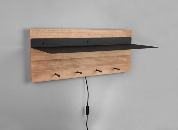 Mirrors and more Kleiderständer Romy LED 75 x 30 cm 4 Haken und Ablage Holz Mirrors and more Kleiderständer Romy LED 75 x 30 cm 4 Haken und Ablage Holz