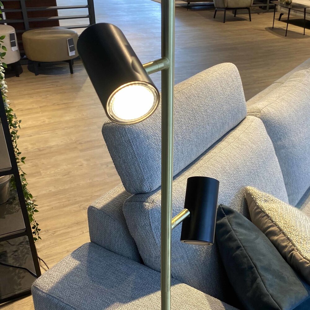 Highlight Stehleuchte Burgos 2 Licht H 142 cm Schwarz Gold Highlight Stehleuchte Burgos 2 Licht H 142 cm Schwarz Gold