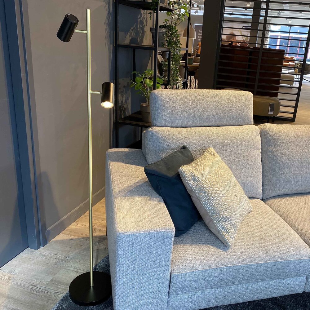 Highlight Stehleuchte Burgos 2 Licht H 142 cm Schwarz Gold Highlight Stehleuchte Burgos 2 Licht H 142 cm Schwarz Gold
