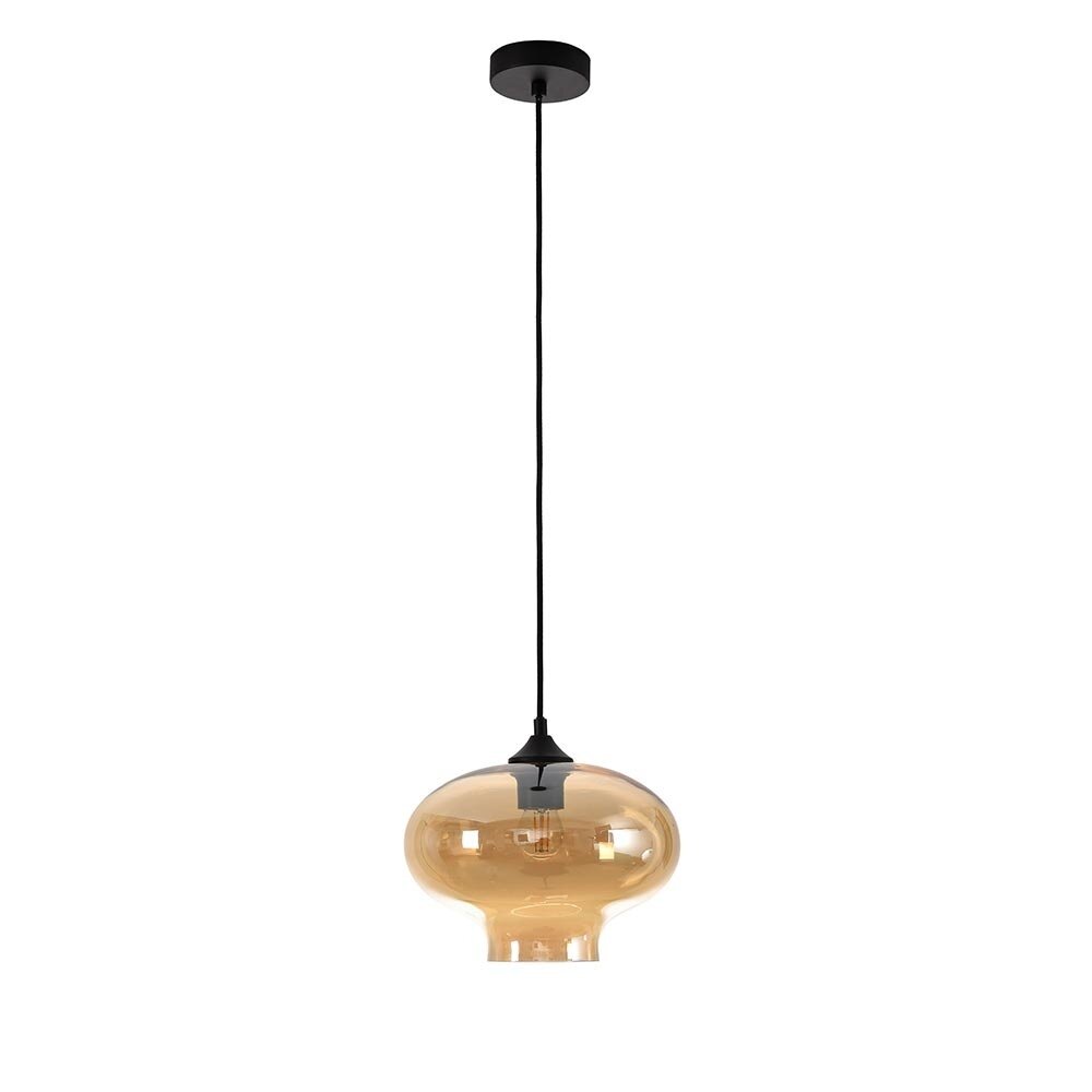 Artdelight Hängeleuchte Toronto Ø 27 cm Braunglas Schwarz Artdelight Hängeleuchte Toronto Ø 27 cm Braunglas Schwarz