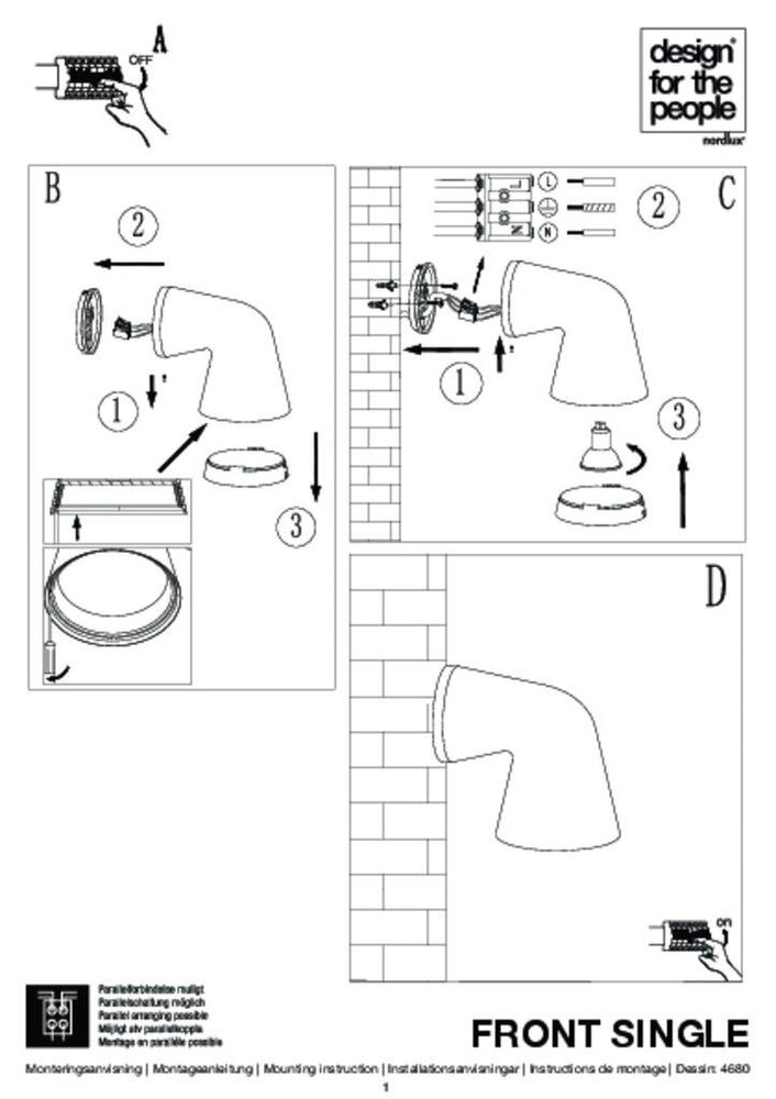 Nordlux Außenleuchte Front single wall schwarz Nordlux Außenleuchte Front single wall schwarz