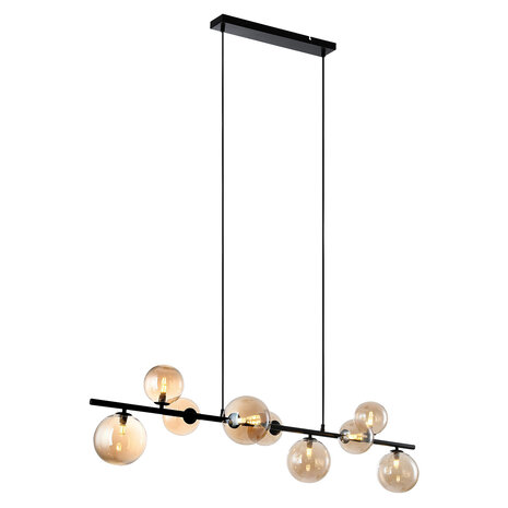 Freelight Hängeleuchte Calcio 9 Licht L 125 cm exkl. 9x G9 LED Braunglas schwarz