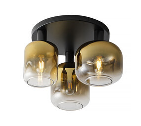 Freelight Deckenleuchte Vario 3 Licht Ø 45 cm Gold Glas Schwarz