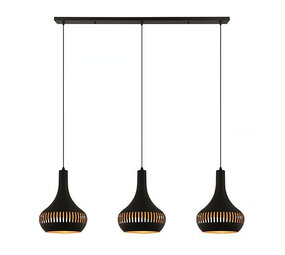 Freelight Hängeleuchte Canna 3 Licht L 120 cm Ø 25 cm Schwarz Gold