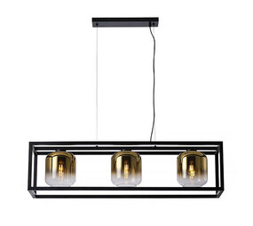Freelight Hängeleuchte Dentro 3 Licht L 110 cm Gold Glas Schwarz Freelight Hängeleuchte Dentro 3 Licht L 110 cm Gold Glas Schwarz