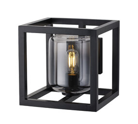Freelight Wandleuchte Dentro B 26 cm Rauchglas schwarz