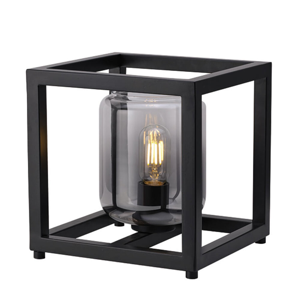 Freelight Tischleuchte Dentro B 26 cm Rauchglas schwarz