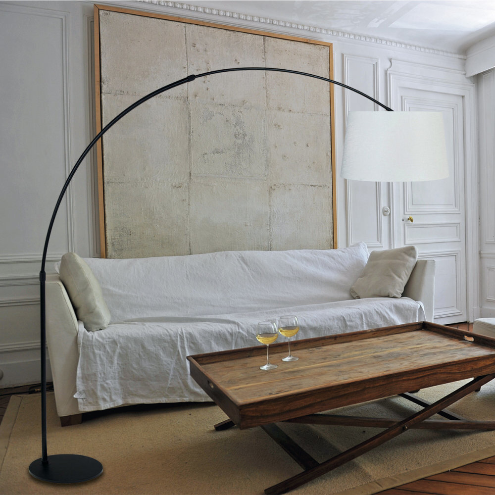 Steinhauer Stehleuchte Sparkled light 9829 schwarz Schirm grobes Leinen weiß Steinhauer Stehleuchte Sparkled light 9829 schwarz Schirm grobes Leinen weiß