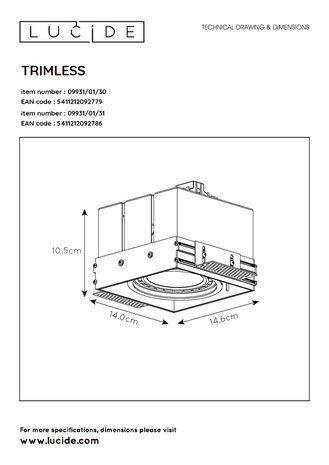 Lucide TRIMLESS - Einbaustrahler - 1xGU10 (ES111) - Weiß