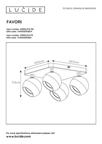 Lucide FAVORI - Deckenstrahler - 4xGU10 - Schwarz Lucide FAVORI - Deckenstrahler - 4xGU10 - Schwarz