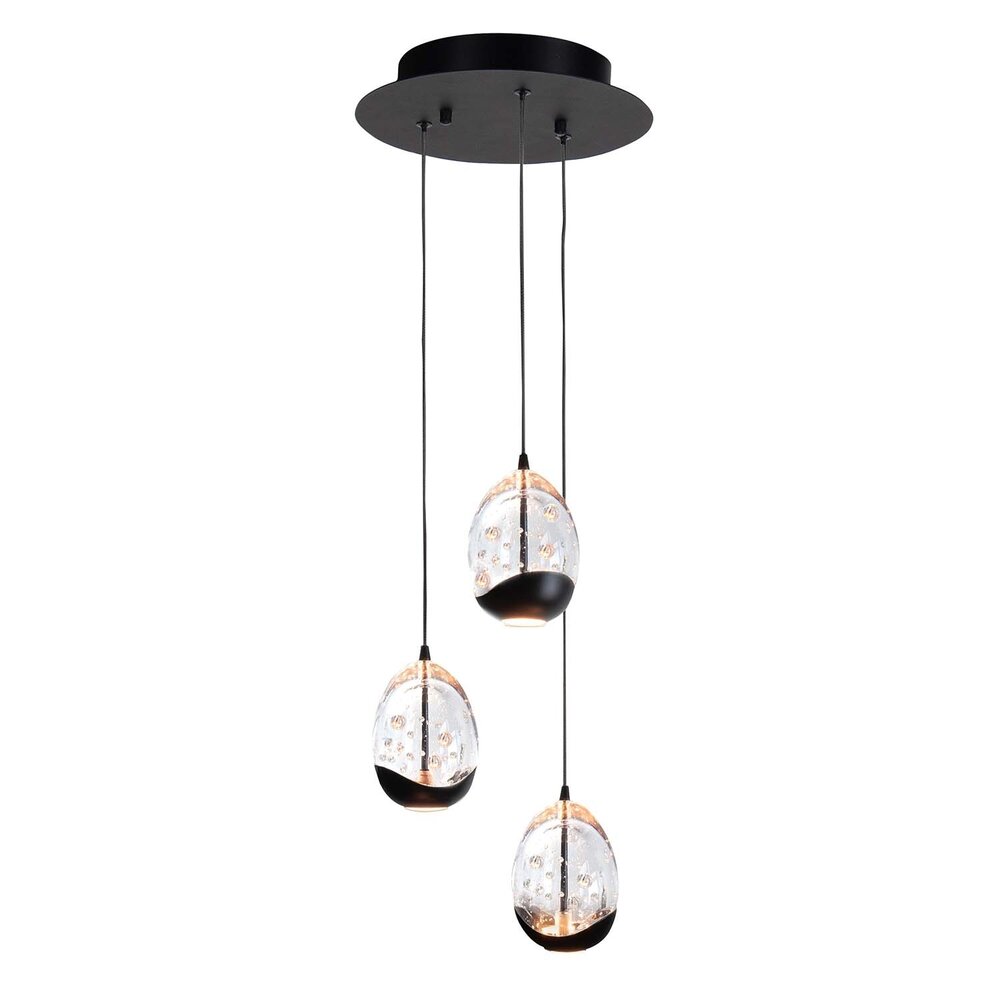 Highlight Hängeleuchte Clear Egg 3 Lichter Ø 25 cm klar-schwarz
