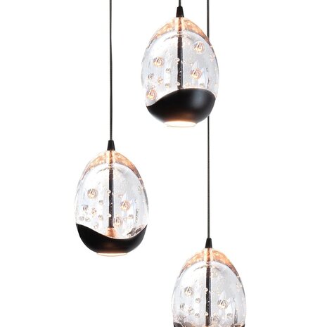 Highlight Hängeleuchte Clear Egg 3 Lichter Ø 25 cm klar-schwarz