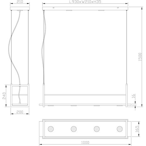 Steinhauer Hängeleuchte Tør 6 Licht mit Gestell L 100 cm schwarz Steinhauer Hängeleuchte Tør 6 Licht mit Gestell L 100 cm schwarz