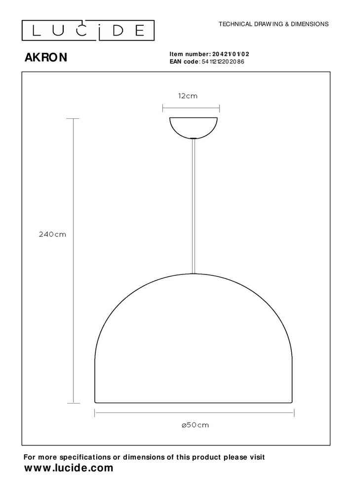 Lucide AKRON - Hängeleuchte - Ø 50 cm - 1xE27 - Matt Gold / Messing Lucide AKRON - Hängeleuchte - Ø 50 cm - 1xE27 - Matt Gold / Messing