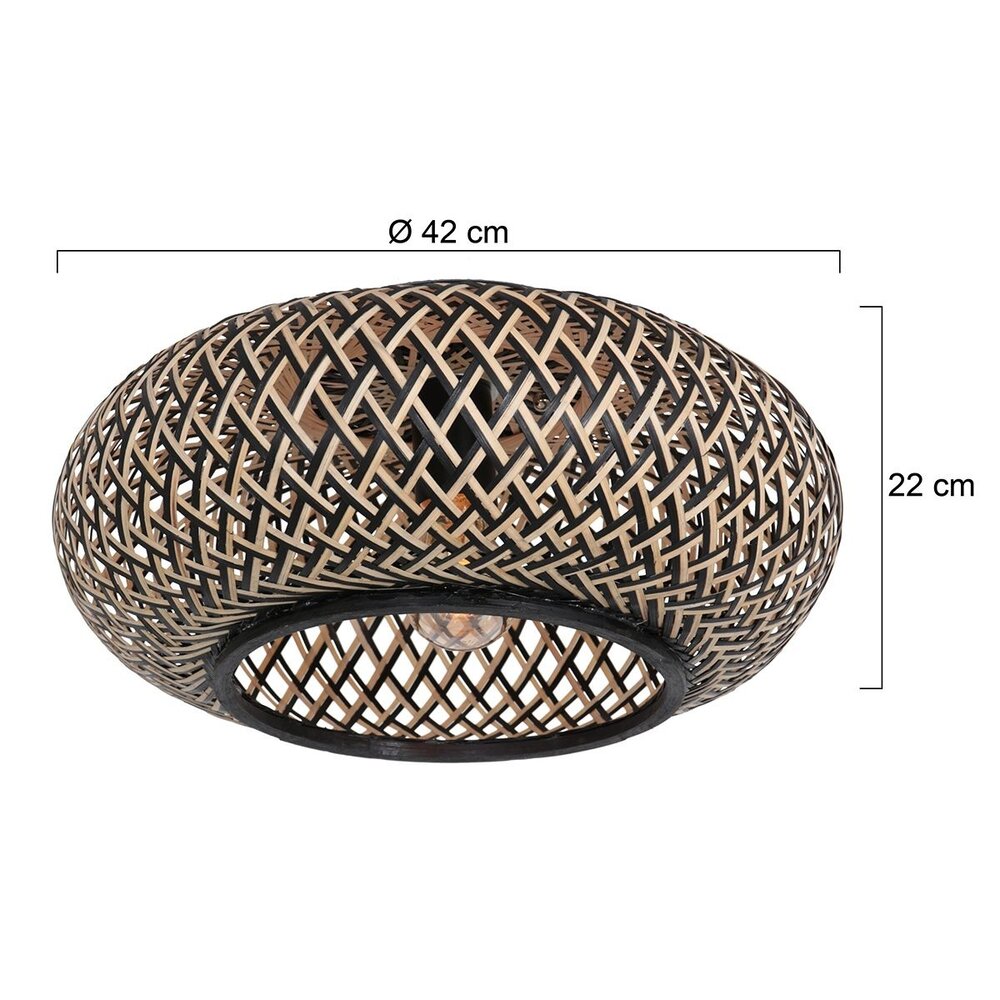 Anne Light & home Deckenleuchte Maze Ø 42 cm Bambus schwarz beige Anne Light & home Deckenleuchte Maze Ø 42 cm Bambus schwarz beige