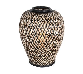 Anne Light & home Tischlampe Labyrinth H 30 cm Bambus schwarz beige