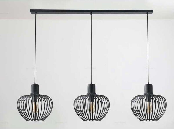 Freelight Hängeleuchte Arraffone 3-Licht L 140 cm Ø 30 cm schwarz Freelight Hängeleuchte Arraffone 3-Licht L 140 cm Ø 30 cm schwarz