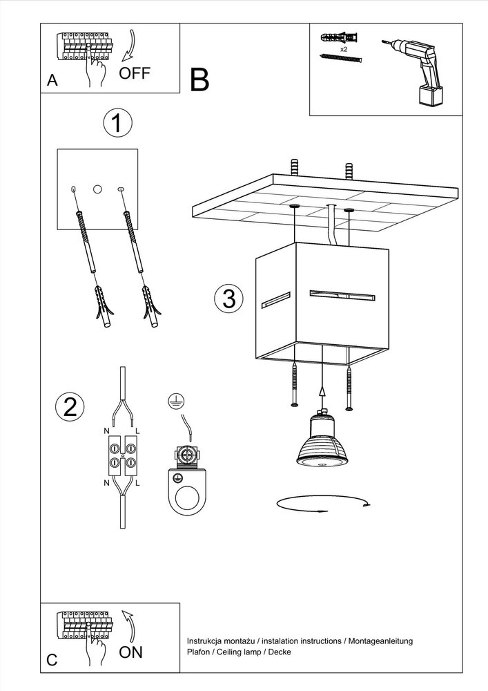 Sollux Deckenleuchte Lobo weiß