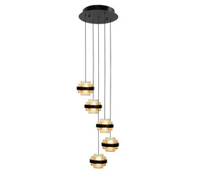 Highlight Pendelleuchte Dynasty 5-Licht Ø 34 cm champagner-schwarz Highlight Pendelleuchte Dynasty 5-Licht Ø 34 cm champagner-schwarz