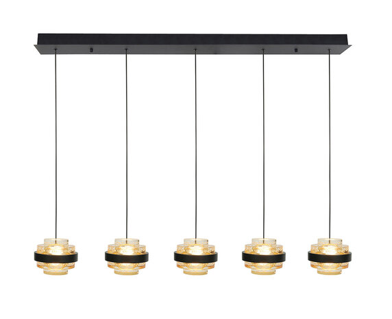 Highlight Pendelleuchte Dynasty 5-Licht L 105 cm champagner-schwarz Highlight Pendelleuchte Dynasty 5-Licht L 105 cm champagner-schwarz