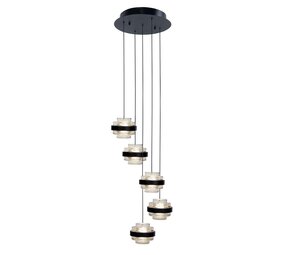 Highlight Pendelleuchte Dynasty 5-Licht Ø 34 cm klar-schwarz Highlight Pendelleuchte Dynasty 5-Licht Ø 34 cm klar-schwarz