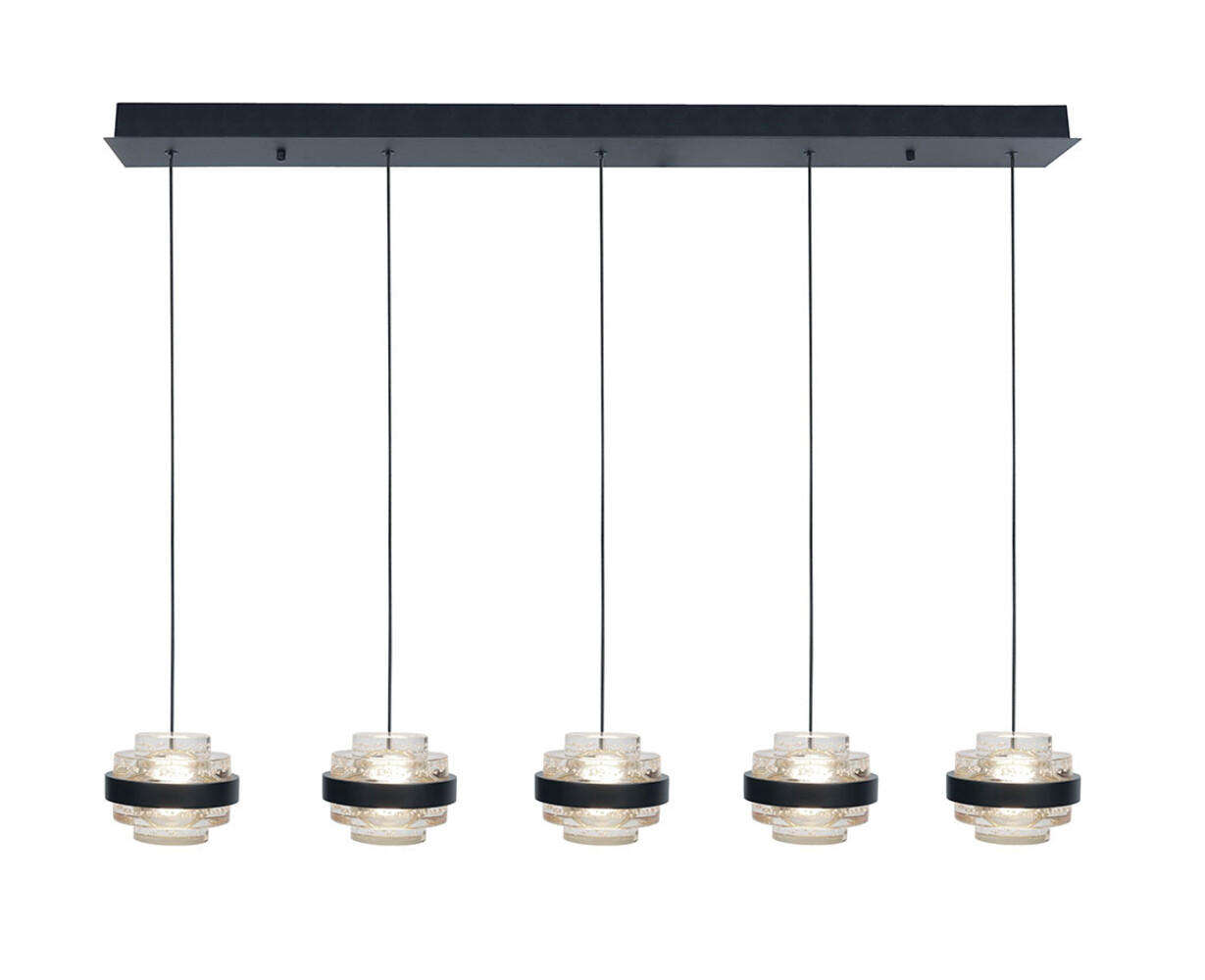 Highlight Pendelleuchte Dynasty 5-Licht L 105 cm klar-schwarz Highlight Pendelleuchte Dynasty 5-Licht L 105 cm klar-schwarz