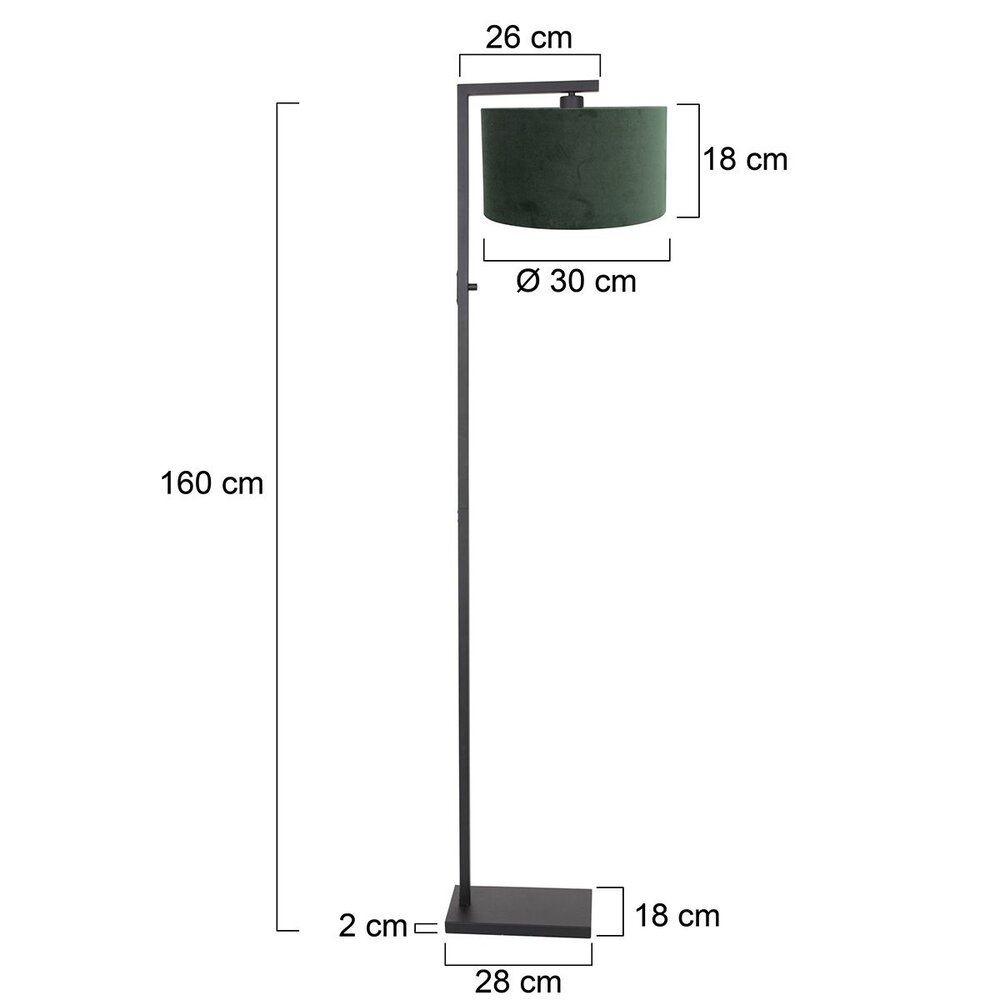 Steinhauer Stehleuchte Stang H 160 cm grüner Schirm - schwarz Steinhauer Stehleuchte Stang H 160 cm grüner Schirm - schwarz