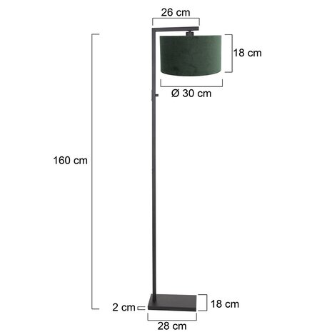 Steinhauer Stehleuchte Stang H 160 cm grüner Schirm - schwarz Steinhauer Stehleuchte Stang H 160 cm grüner Schirm - schwarz