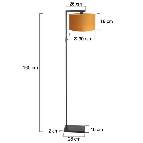 Steinhauer Stehleuchte Stang H 160 cm ockerfarbener Schirm - schwarz Steinhauer Stehleuchte Stang H 160 cm ockerfarbener Schirm - schwarz