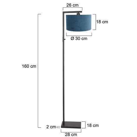 Steinhauer Stehleuchte Stang H 160 cm blau Schirm - schwarz