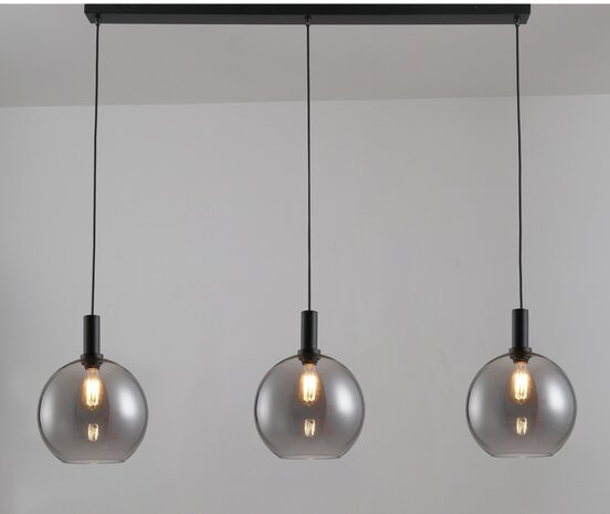 Freelight Hängeleuchte Chandra 3 Licht Rauchglas L 120 cm schwarz Freelight Hängeleuchte Chandra 3 Licht Rauchglas L 120 cm schwarz
