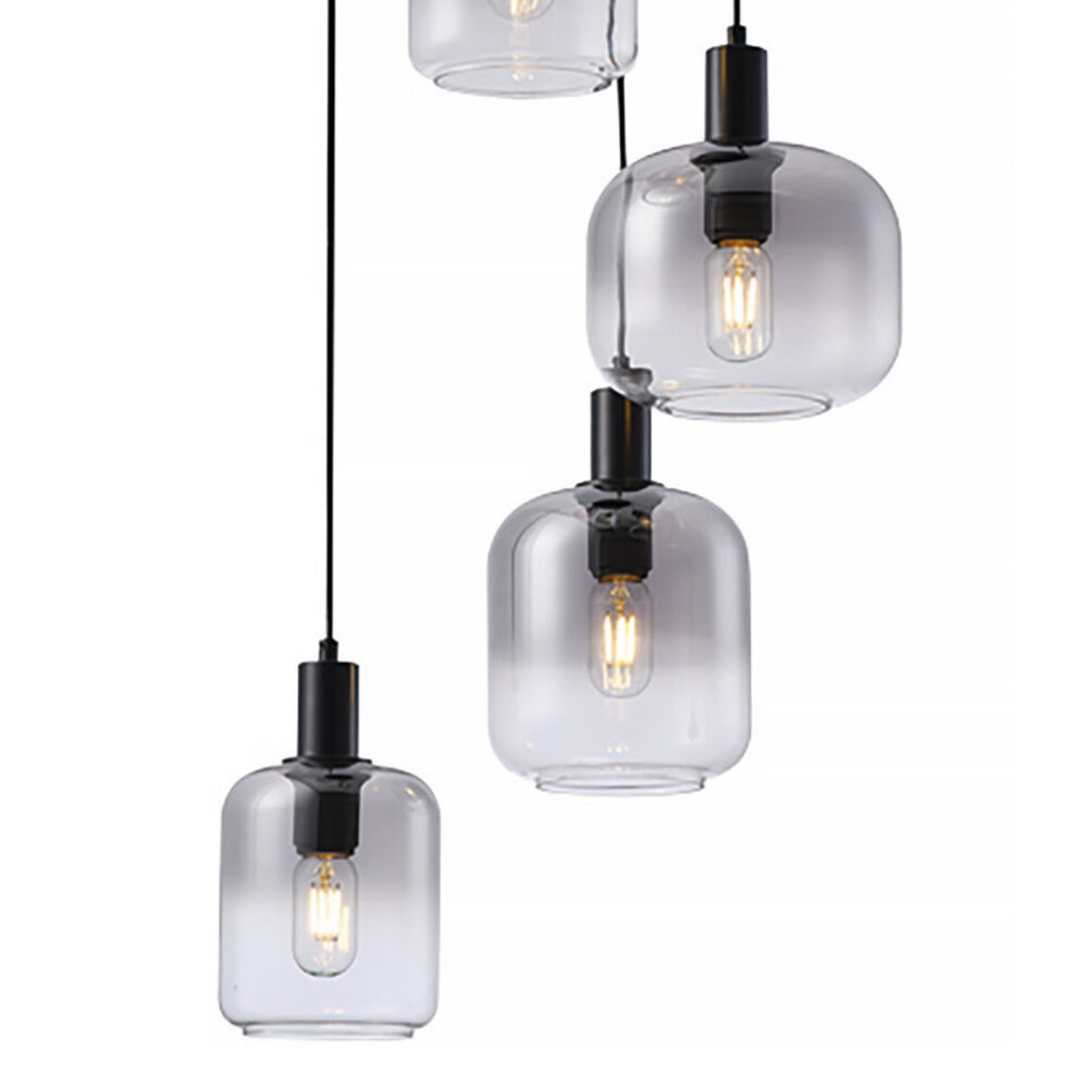 Freelight Hängeleuchte Vario 5 Licht Ø 50 cm Rauchglas schwarz Freelight Hängeleuchte Vario 5 Licht Ø 50 cm Rauchglas schwarz