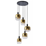 Freelight Hängelampe Vario 5 Licht Ø 50 cm Gold Glas Schwarz Freelight Hängelampe Vario 5 Licht Ø 50 cm Gold Glas Schwarz