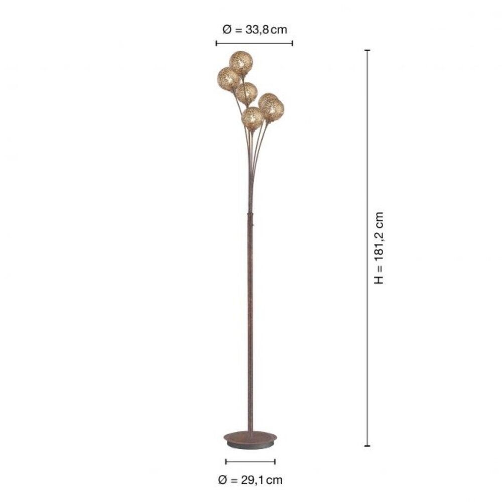 Paul Neuhaus Stehleuchte Greta 6 Licht H 181 cm braun