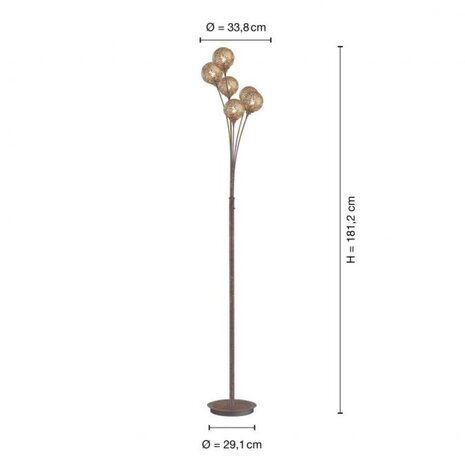 Paul Neuhaus Stehleuchte Greta 6 Licht H 181 cm braun