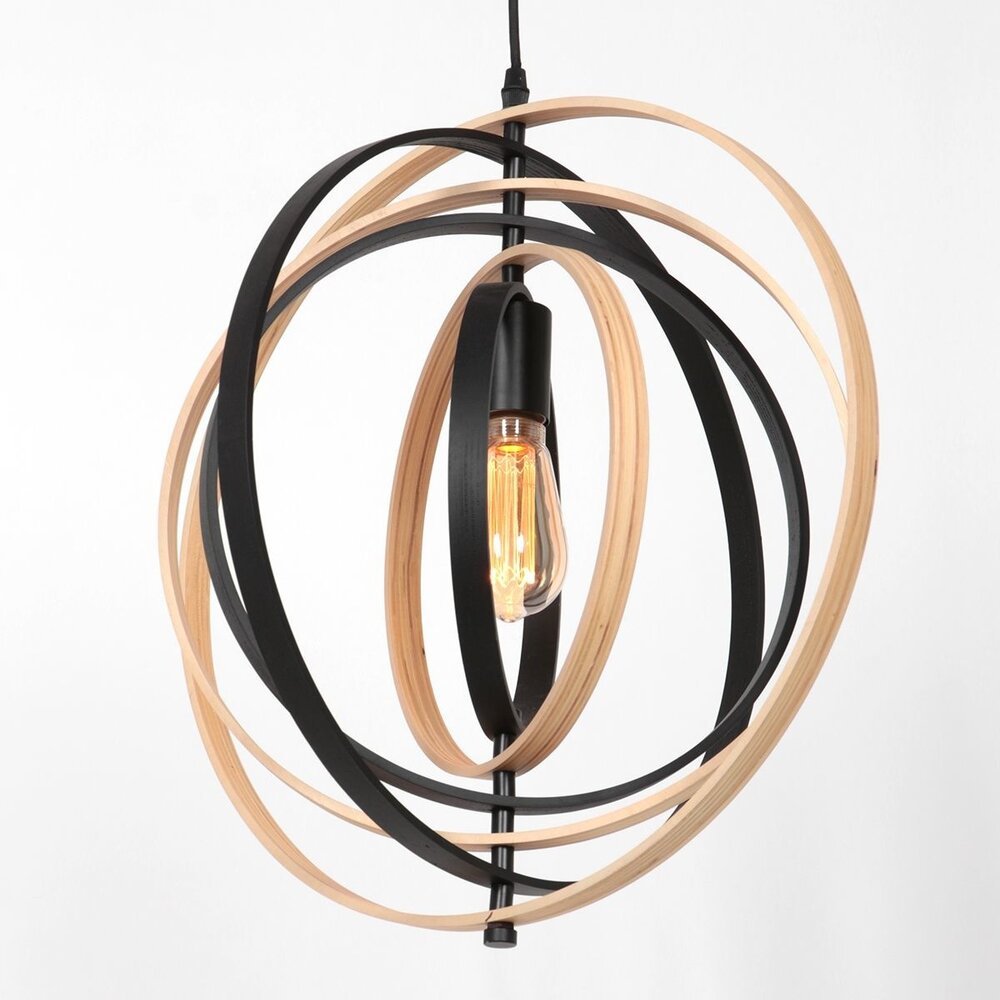 Anne Light & home Hängeleuchte Muoversi Ø 45 cm Holz schwarz Anne Light & home Hängeleuchte Muoversi Ø 45 cm Holz schwarz