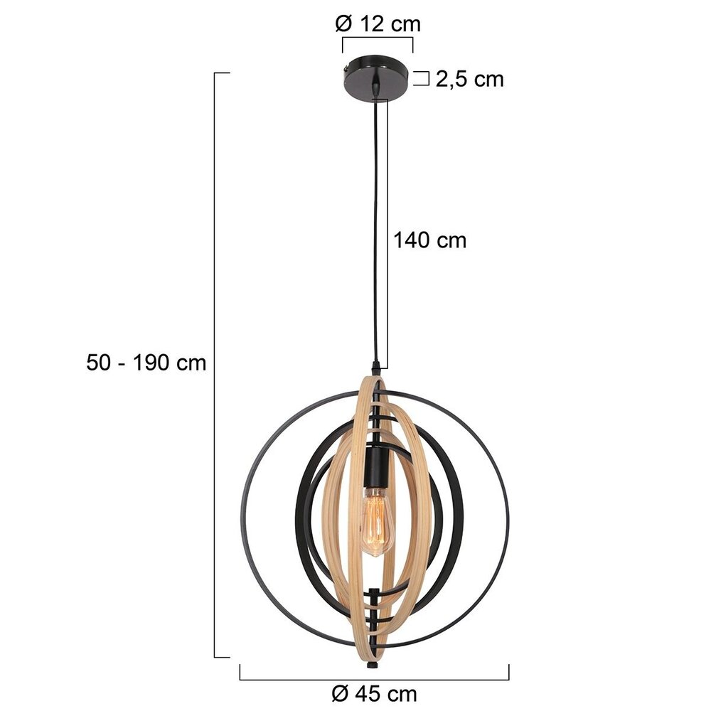 Anne Light & home Hängeleuchte Muoversi Ø 45 cm Holz schwarz Anne Light & home Hängeleuchte Muoversi Ø 45 cm Holz schwarz
