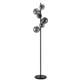 Freelight Stehleuchte Calcio 6 Leuchten H 170 cm exkl. 6x G9 LED Rauchglas schwarz