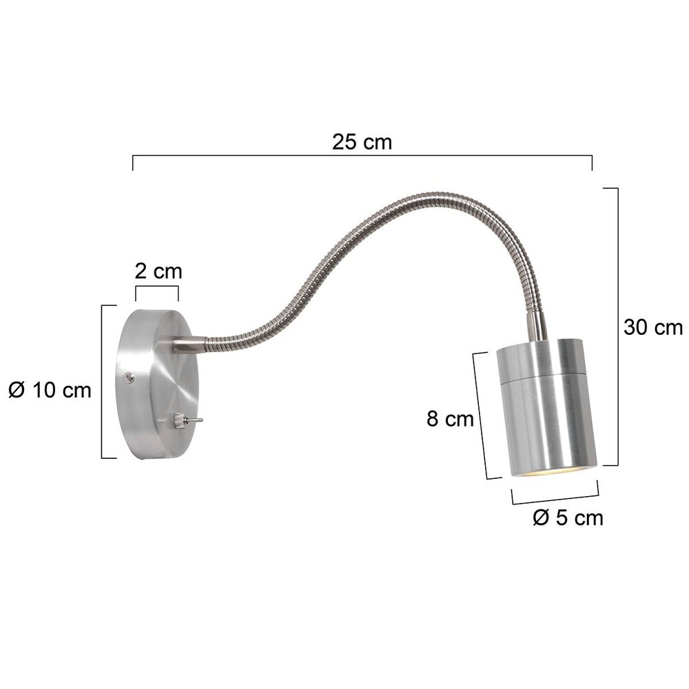 Mexlite Wandleuchte Upround inkl. GU10 LED mattchrom Mexlite Wandleuchte Upround inkl. GU10 LED mattchrom