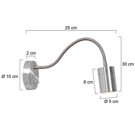 Mexlite Wandleuchte Upround inkl. GU10 LED mattchrom Mexlite Wandleuchte Upround inkl. GU10 LED mattchrom