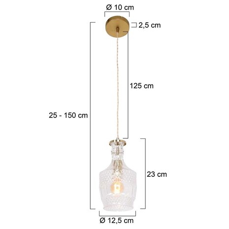 Mexlite Hängeleuchte Grazio Glas Ø 12.5 cm Matt Gold Mexlite Hängeleuchte Grazio Glas Ø 12.5 cm Matt Gold